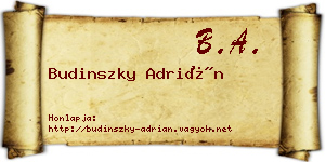 Budinszky Adrián névjegykártya